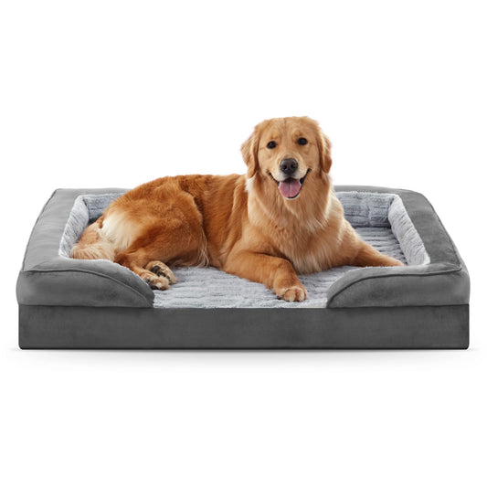 Feerway™ XL Dog Sofa Bed | Orthopedic Egg-Crate Foam Couch Bed with Removable Washable Cover, Waterproof Lining & Nonslip Base