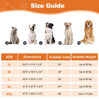 Feerway™ Deluxe Dog Bed | Washable Fluffy Crate Mat & Kennel Pad with Anti-Slip Base – Large (35" × 23", Grey)