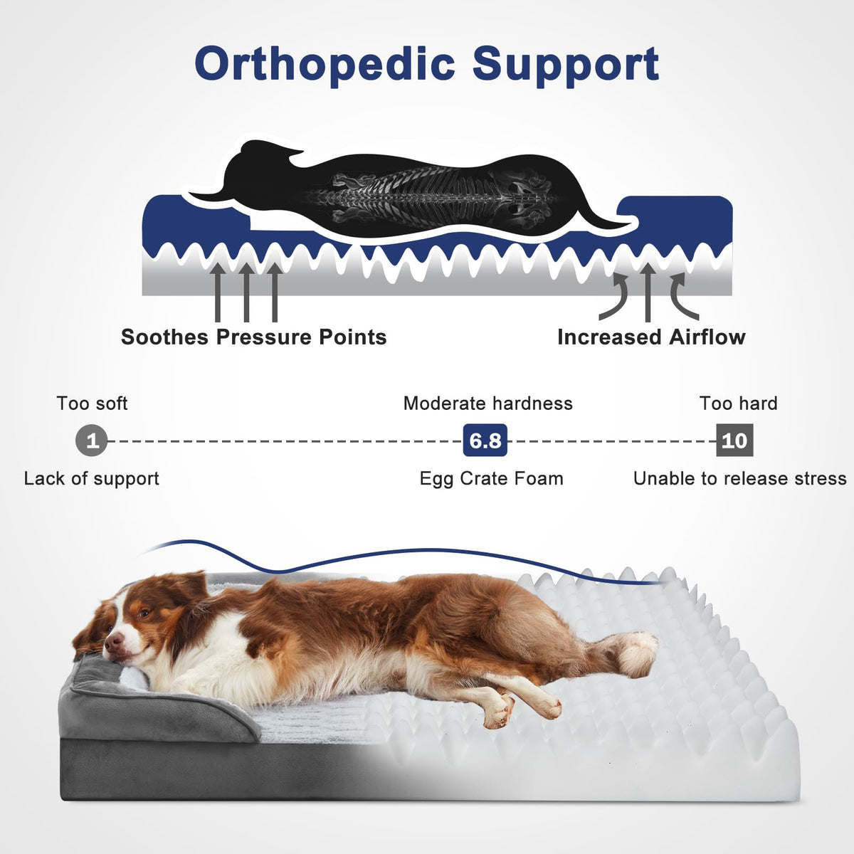 Feerway™ XL Dog Sofa Bed | Orthopedic Egg-Crate Foam Couch Bed with Removable Washable Cover, Waterproof Lining & Nonslip Base