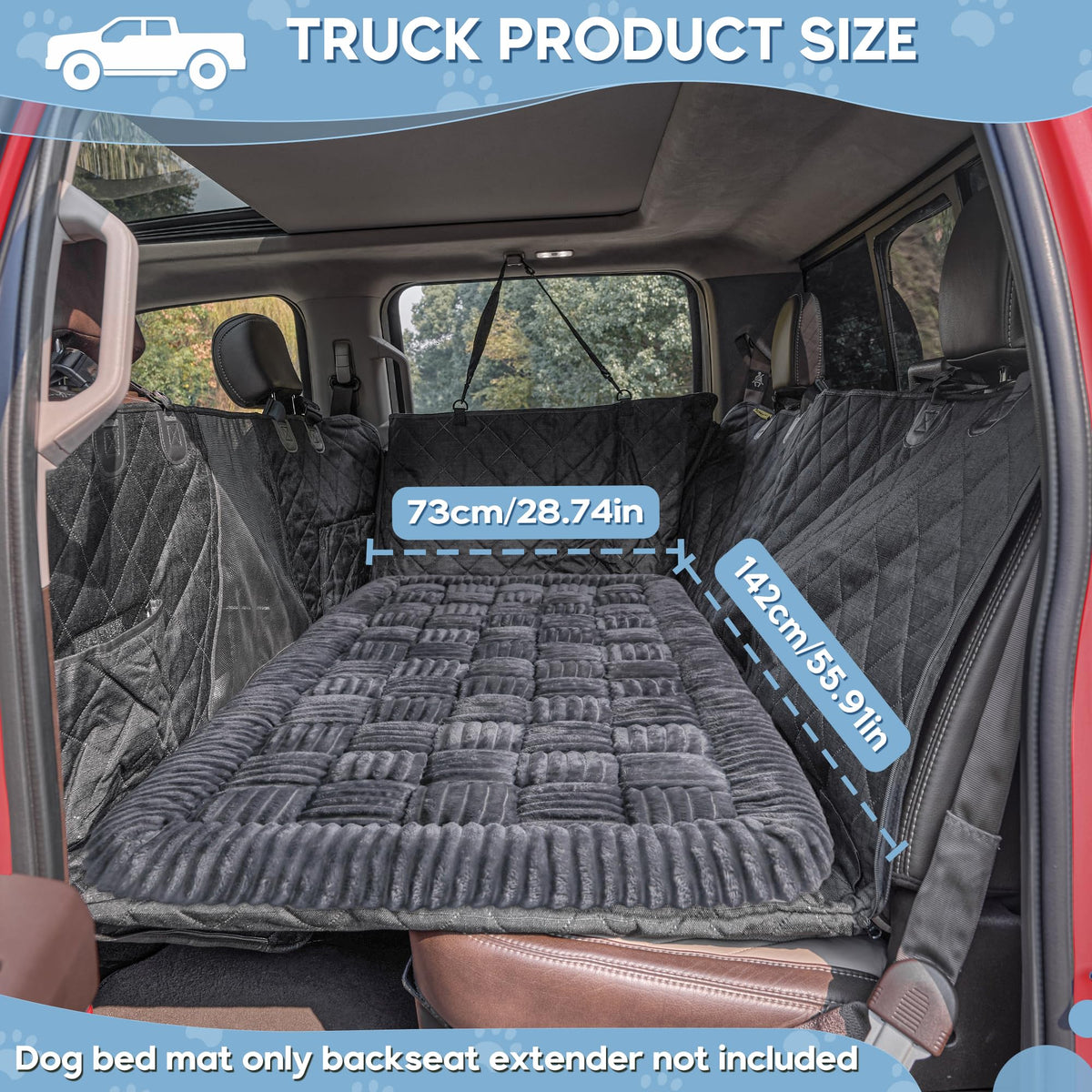 Feerway™  Dog Car Bed Mat | 56" × 28.7" Non-Slip Backseat Extender, Chew-Resistant Travel Pad & Scratch-Proof Pet Blanket for Trucks, SUVs & Sedans (Grey)